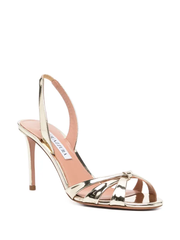 Aquazzura 85mm Tati Sandals Gold FARFETCH