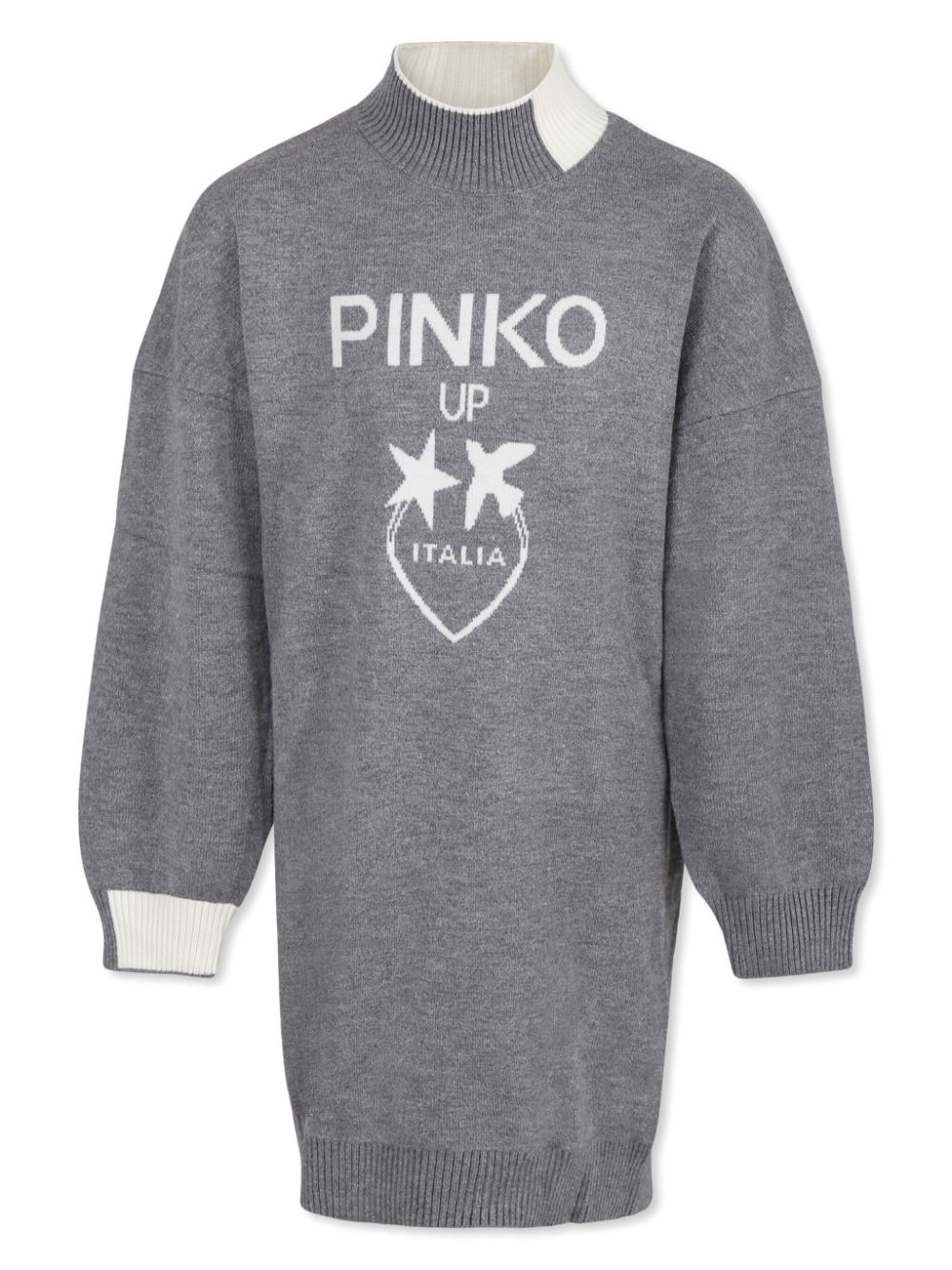 Pinko Kids logo-intarsia dress - Grey