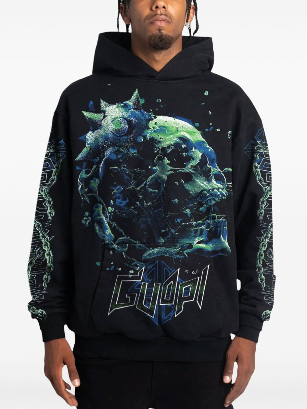 GUAPI Skull Cracker hoodie - Zwart