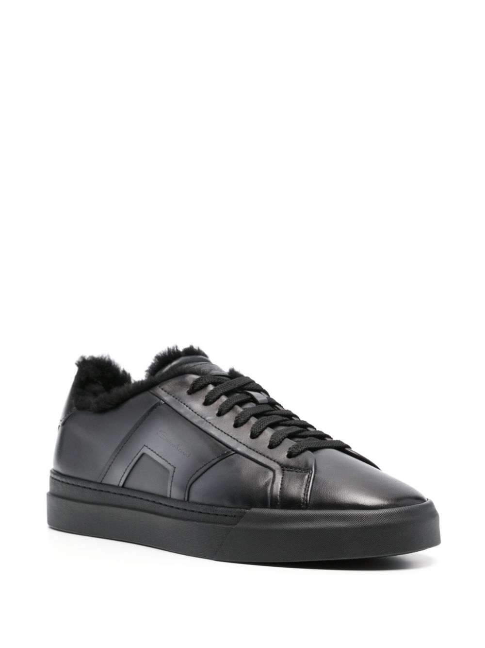 Santoni Leren sneakers - Zwart