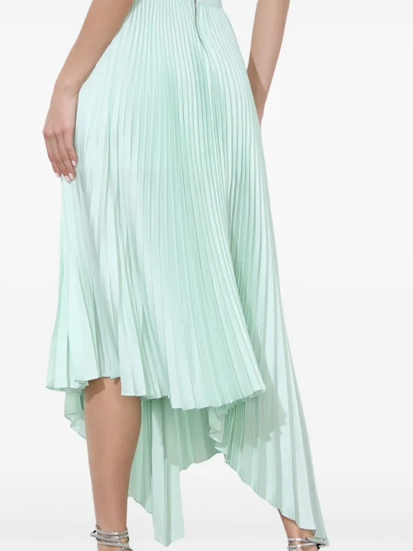 【Alice+Olivia】JENARA アシンメトリー 膝下 プリーツスカート Alice + Olivia Jenara Skirt | Green | FARFETCH
