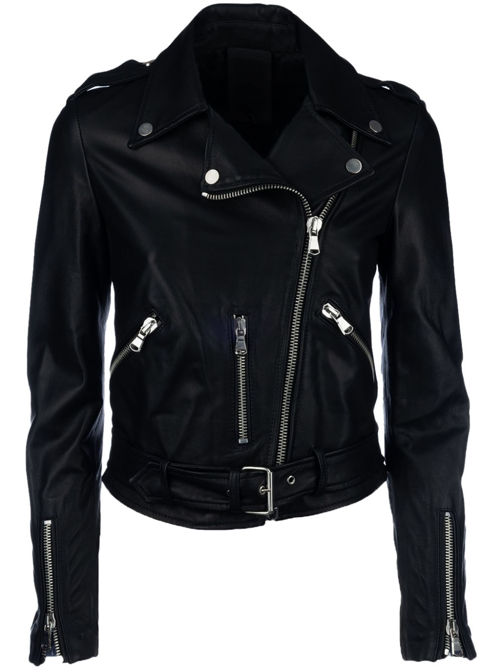 zip-down biker jacket