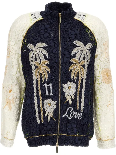 LINEA 11 embroidered-lace bomber jacket 