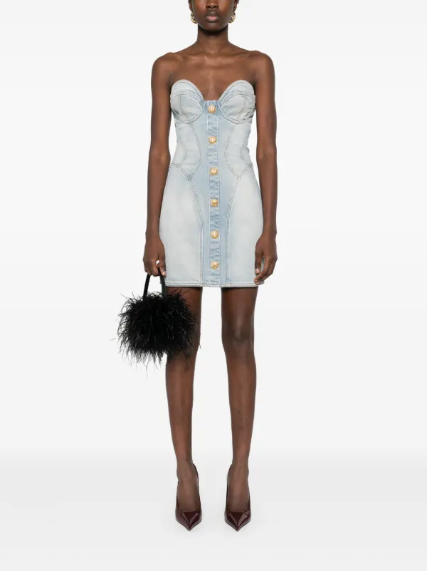 white christmas dresses Raw Edge Denim Short Dress main image 0