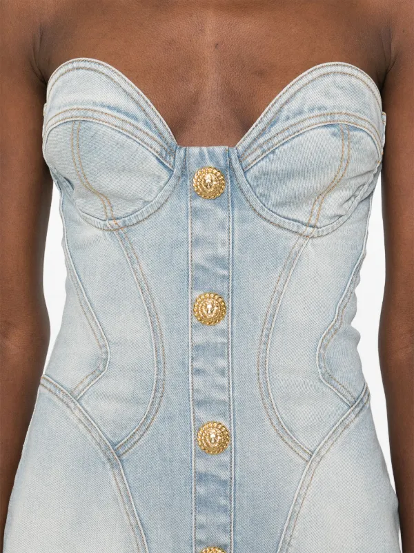Balmain Denim Mini Dress | Blue | FARFETCH