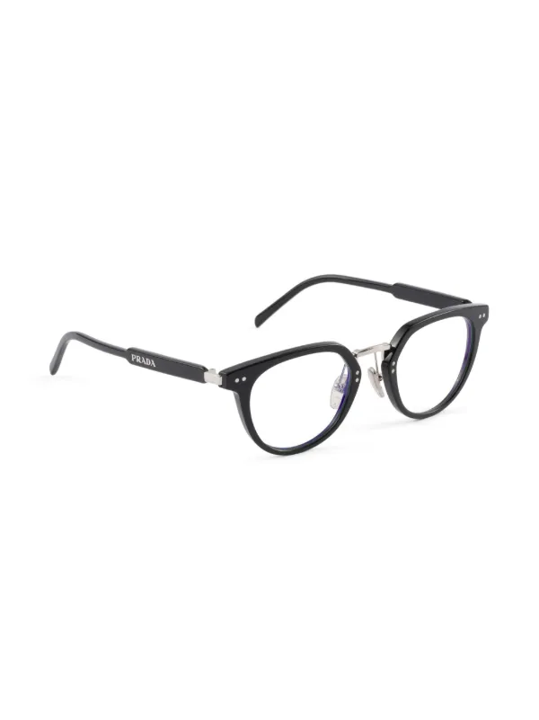 Prada Eyewear ラウンド眼鏡フレーム | ブラック | FARFETCH JP