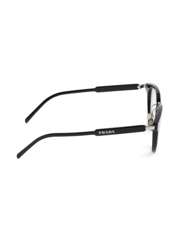 Prada Eyewear ラウンド眼鏡フレーム | ブラック | FARFETCH JP