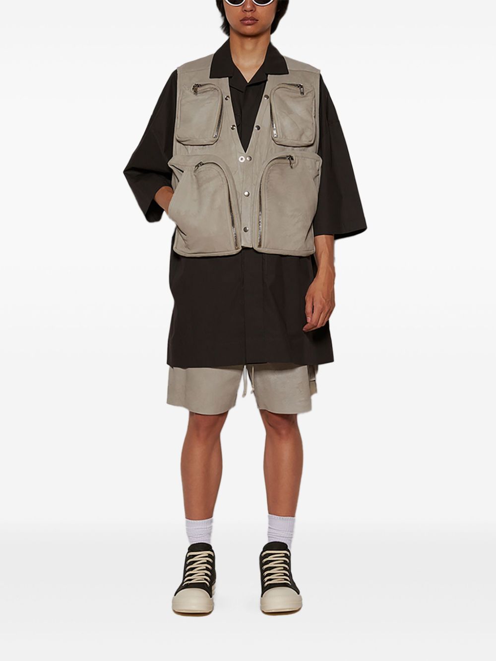 Rick Owens leather shorts - Grijs