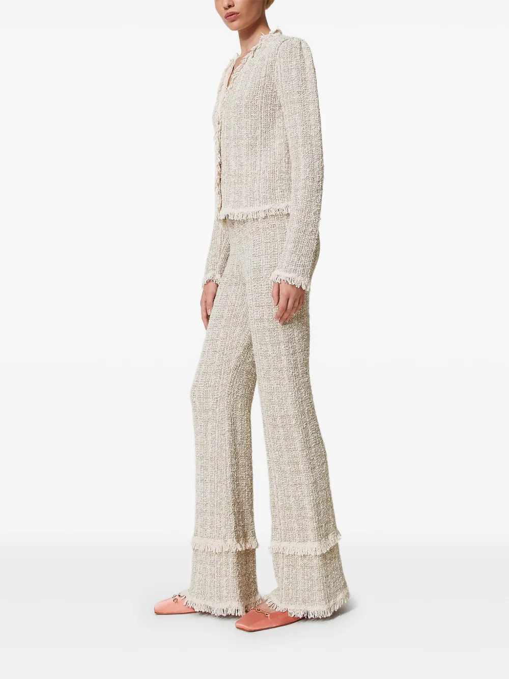 TWINSET Bouclé lurex broek Beige