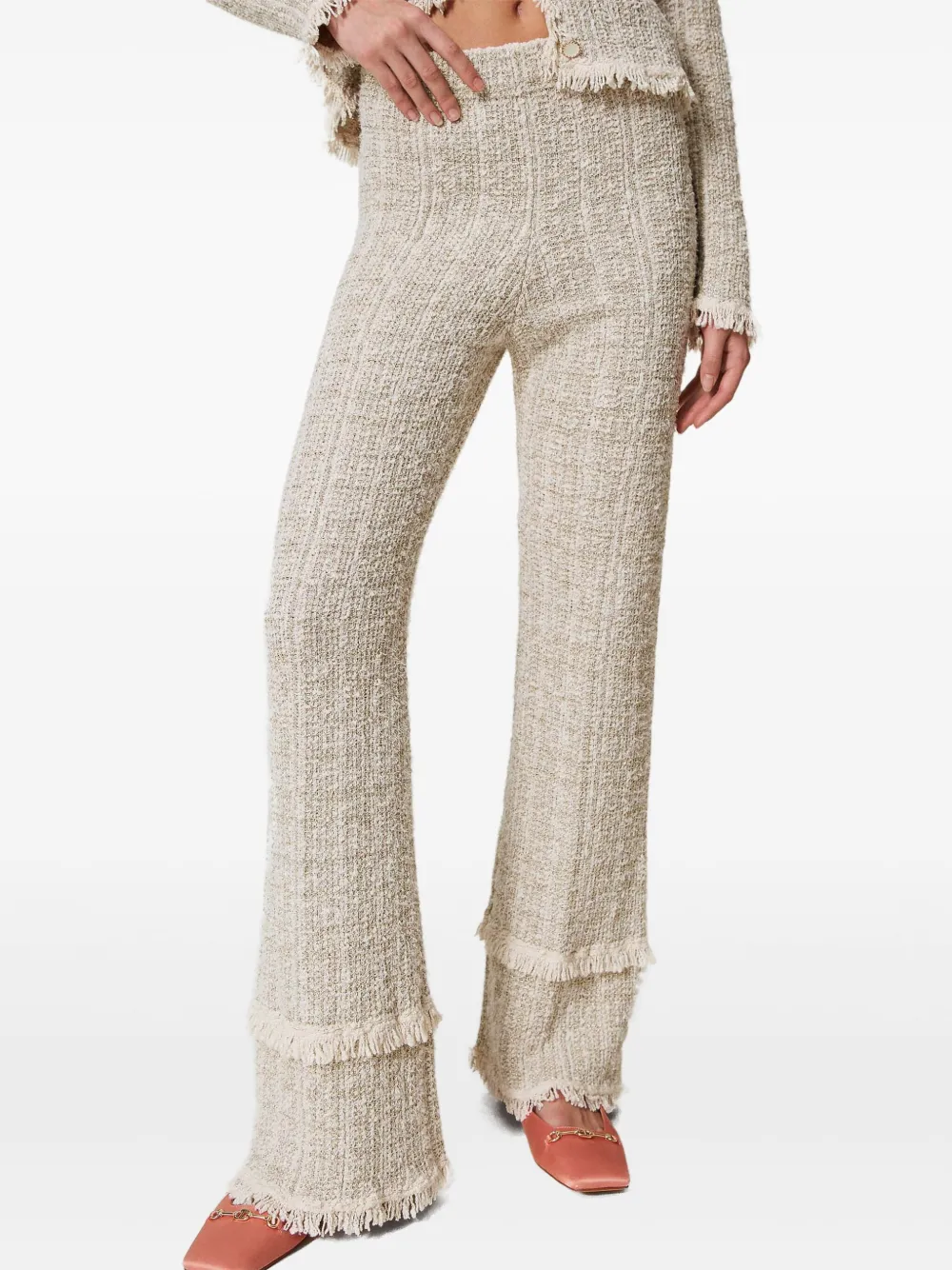 TWINSET Bouclé lurex broek Beige