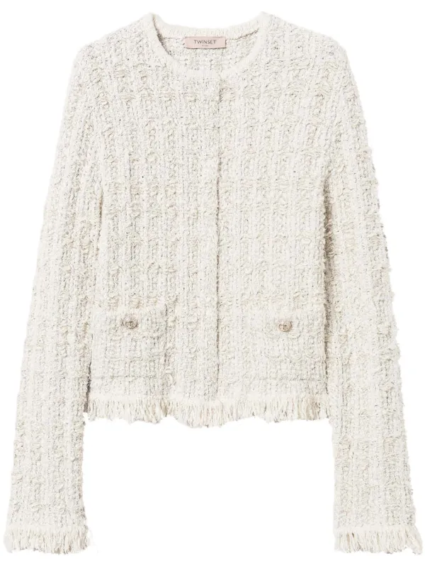 最新情報 TWINSET FARFETCH | Neutrals | Jacket Lurex Tweed ジャケット・アウター