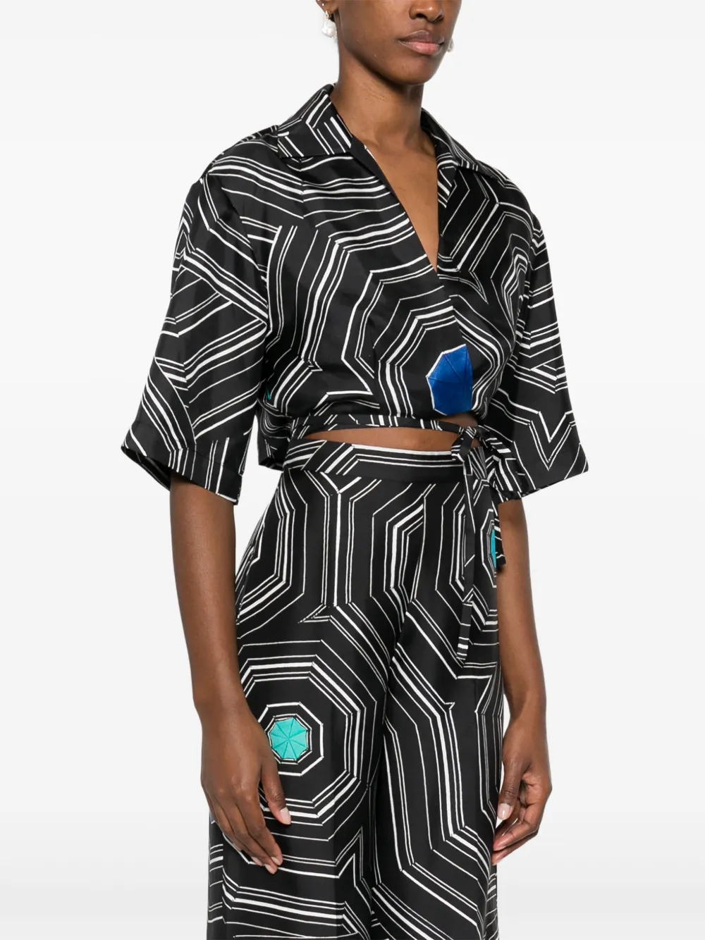 SANDRO Shirt met geometrische print Zwart