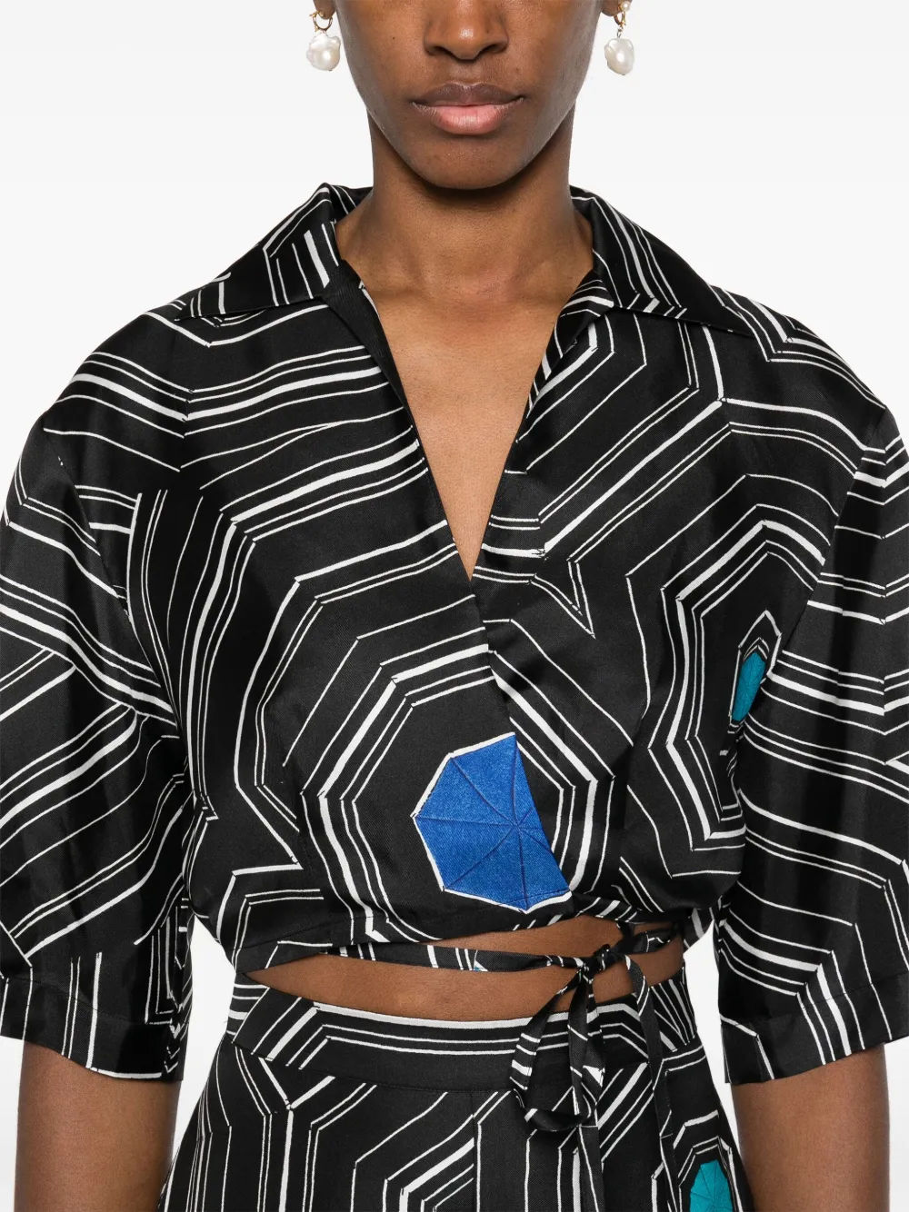 SANDRO Shirt met geometrische print Zwart