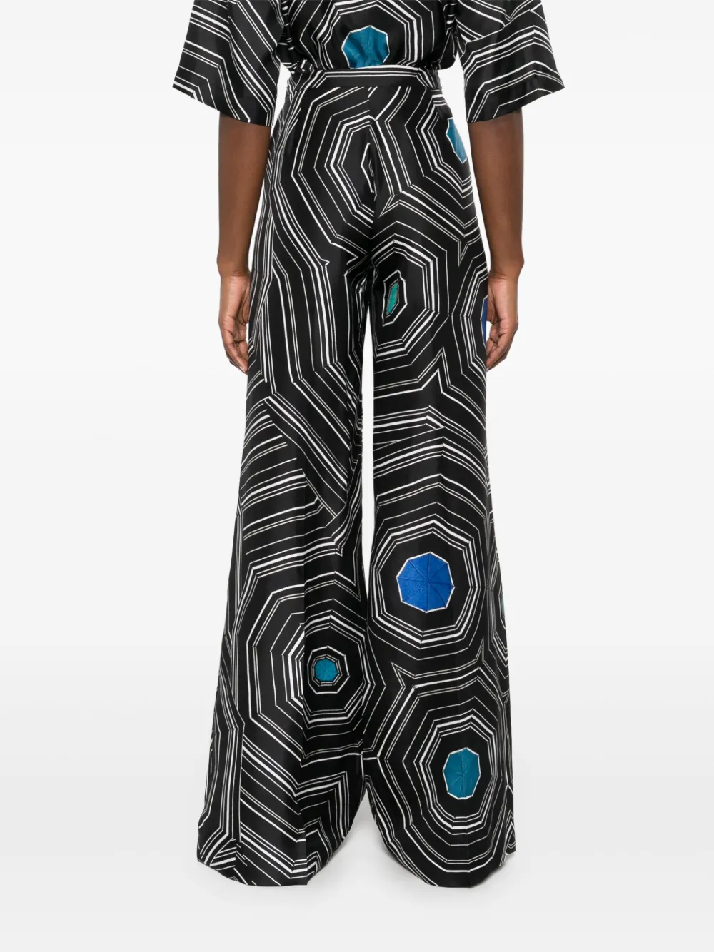 SANDRO x Louise Bourgeois broek met geometrische print Zwart
