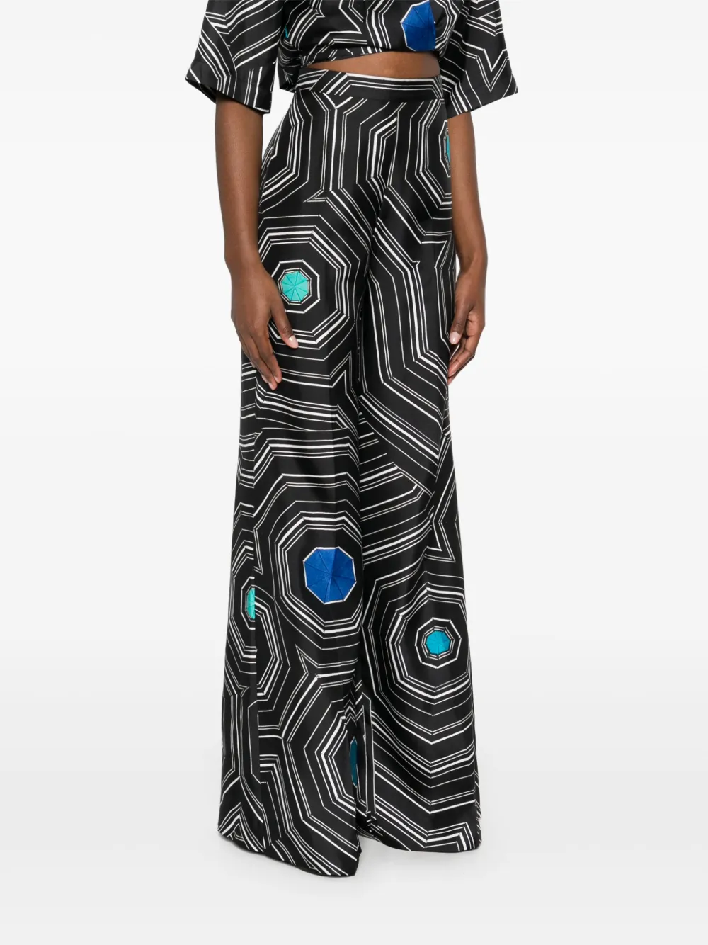 SANDRO x Louise Bourgeois broek met geometrische print Zwart