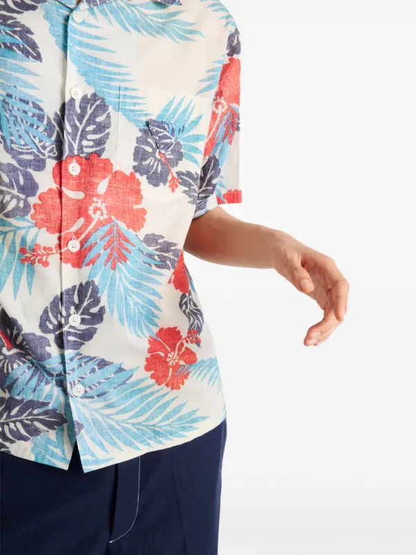 Prada Floral Pattern T shirt 美品 Prada Floral Shirt | Neutrals | FARFETCH