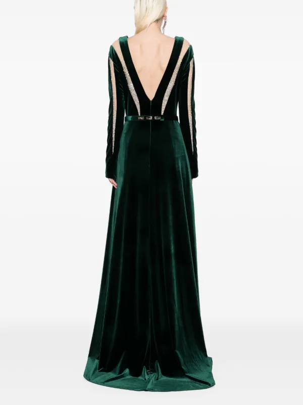 SAIID KOBEISY - Velvet Long Dress - Green 40 RTWFW24-36GREEN