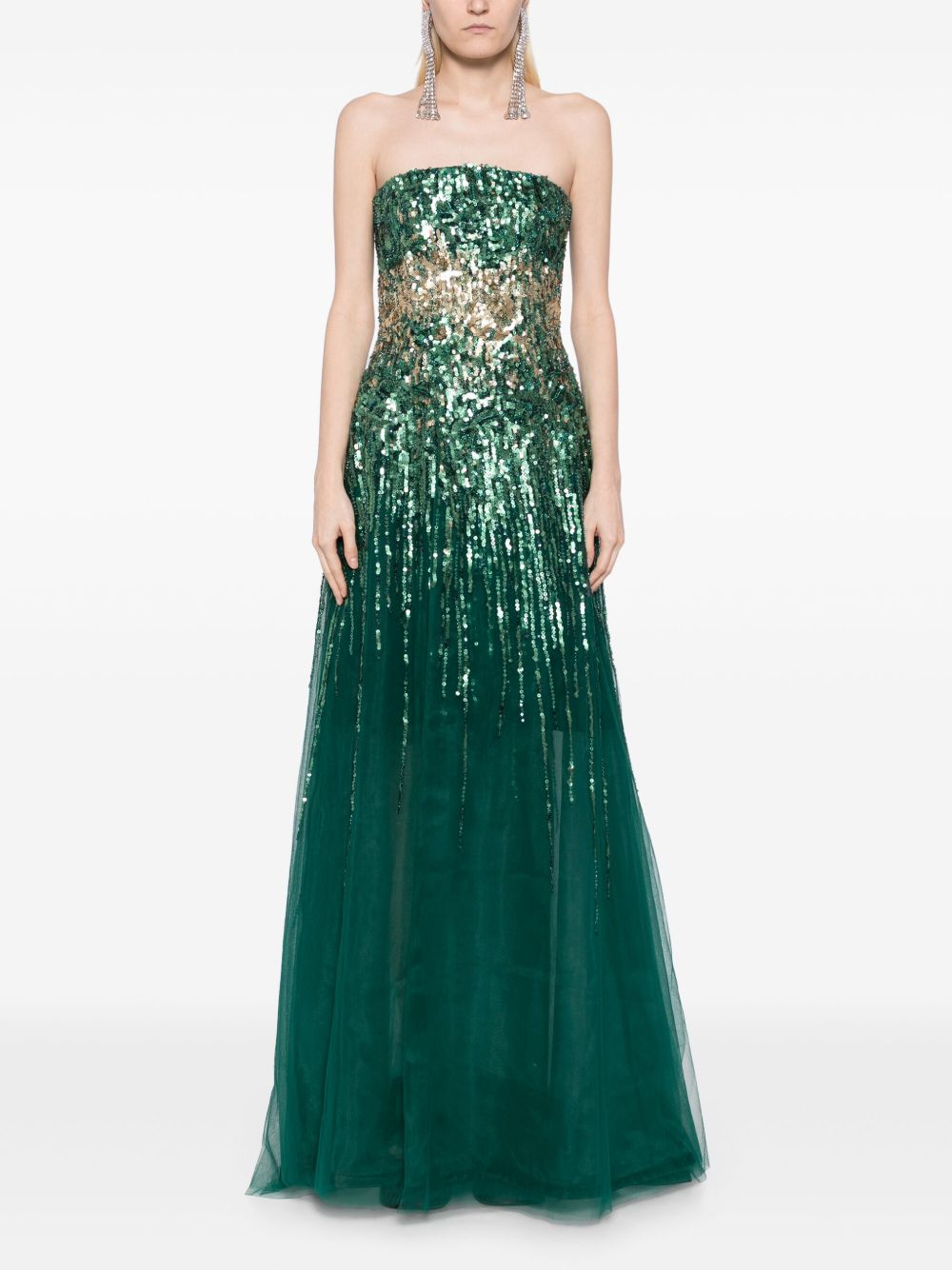 Saiid Kobeisy Strapless midi-jurk - Groen