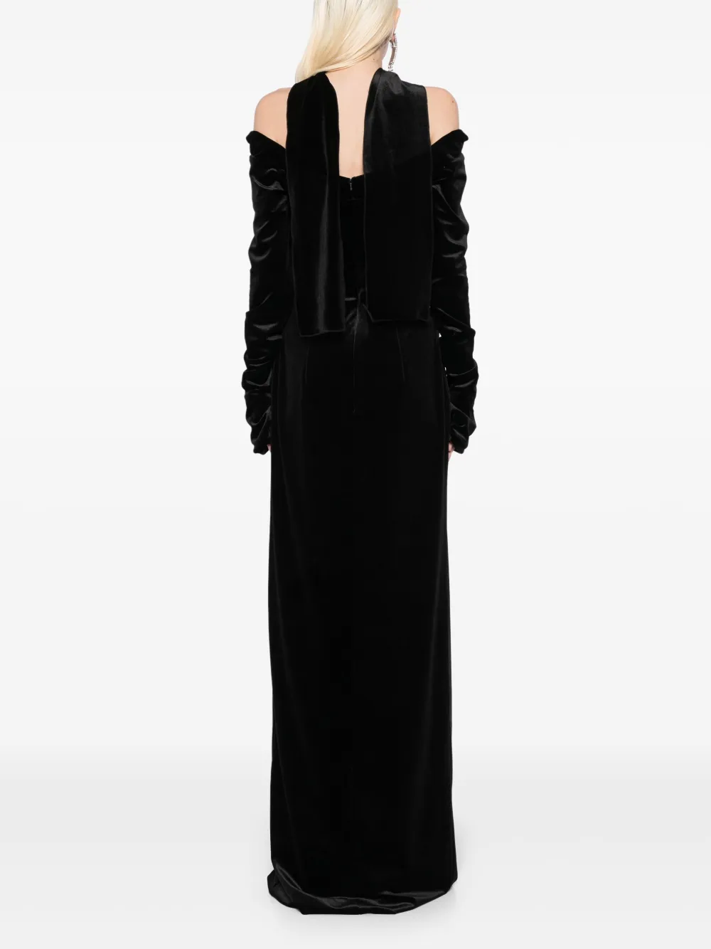 SAIID KOBEISY VELVET LONG FITTED DRESS