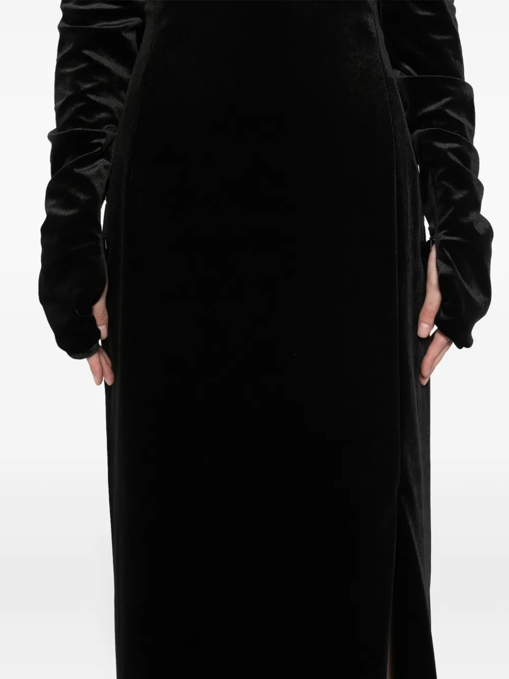 SAIID KOBEISY VELVET LONG FITTED DRESS