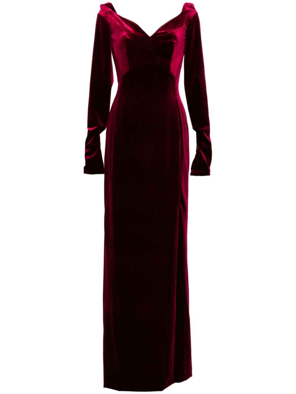 velvet long fitted dress