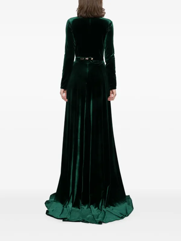 Saiid Kobeisy Velvet Long Dress | Green | FARFETCH
