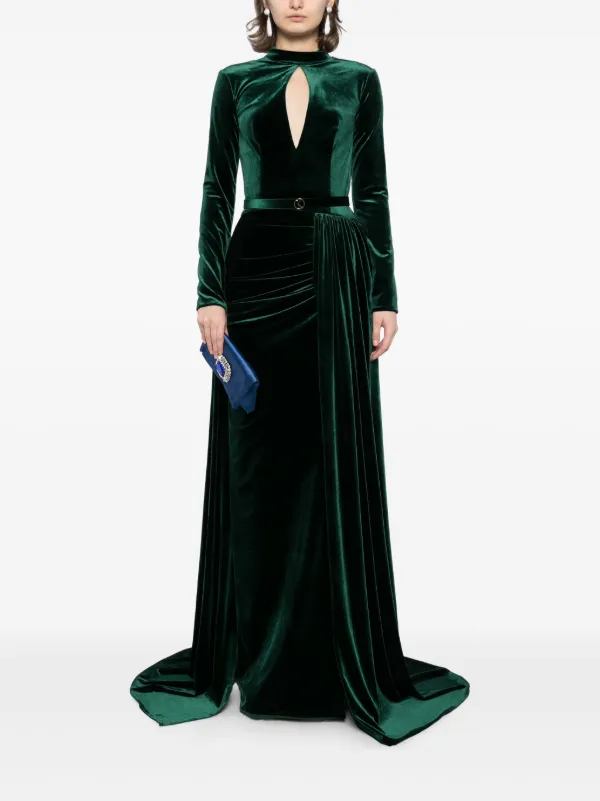 Saiid Kobeisy Velvet Long Dress Green FARFETCH PH