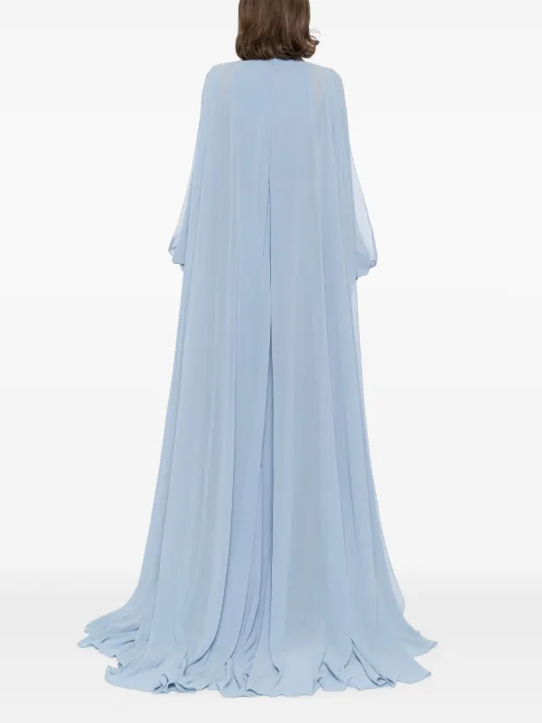 Saiid Kobeisy Crepe Georgette Long Dress | Blue | FARFETCH AO