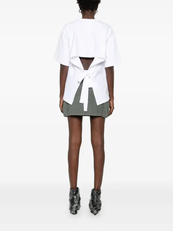 GANNI tied-up T-shirt | White | FARFETCH