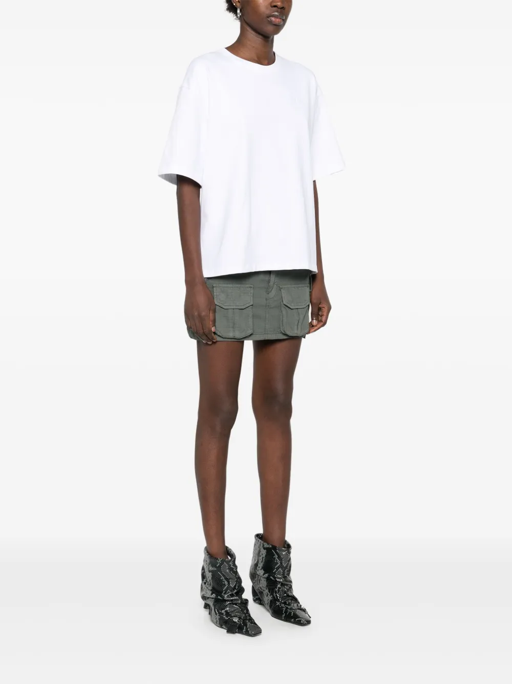 GANNI Gestrikt T-shirt Wit