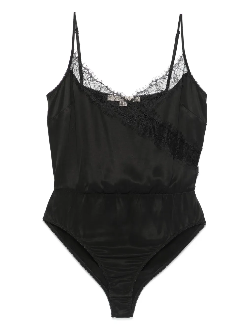 Remain Birger Christensen Lace-panel Bodysuit In Black