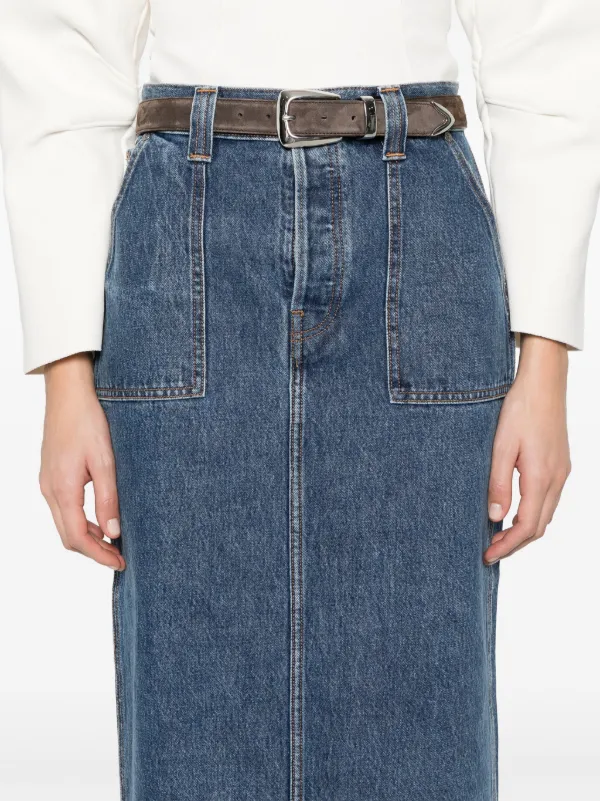KHAITE Genevieve Midi Skirt | Blue | FARFETCH