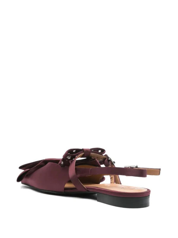 GANNI Big Bow Ballerina Shoes | Red | FARFETCH