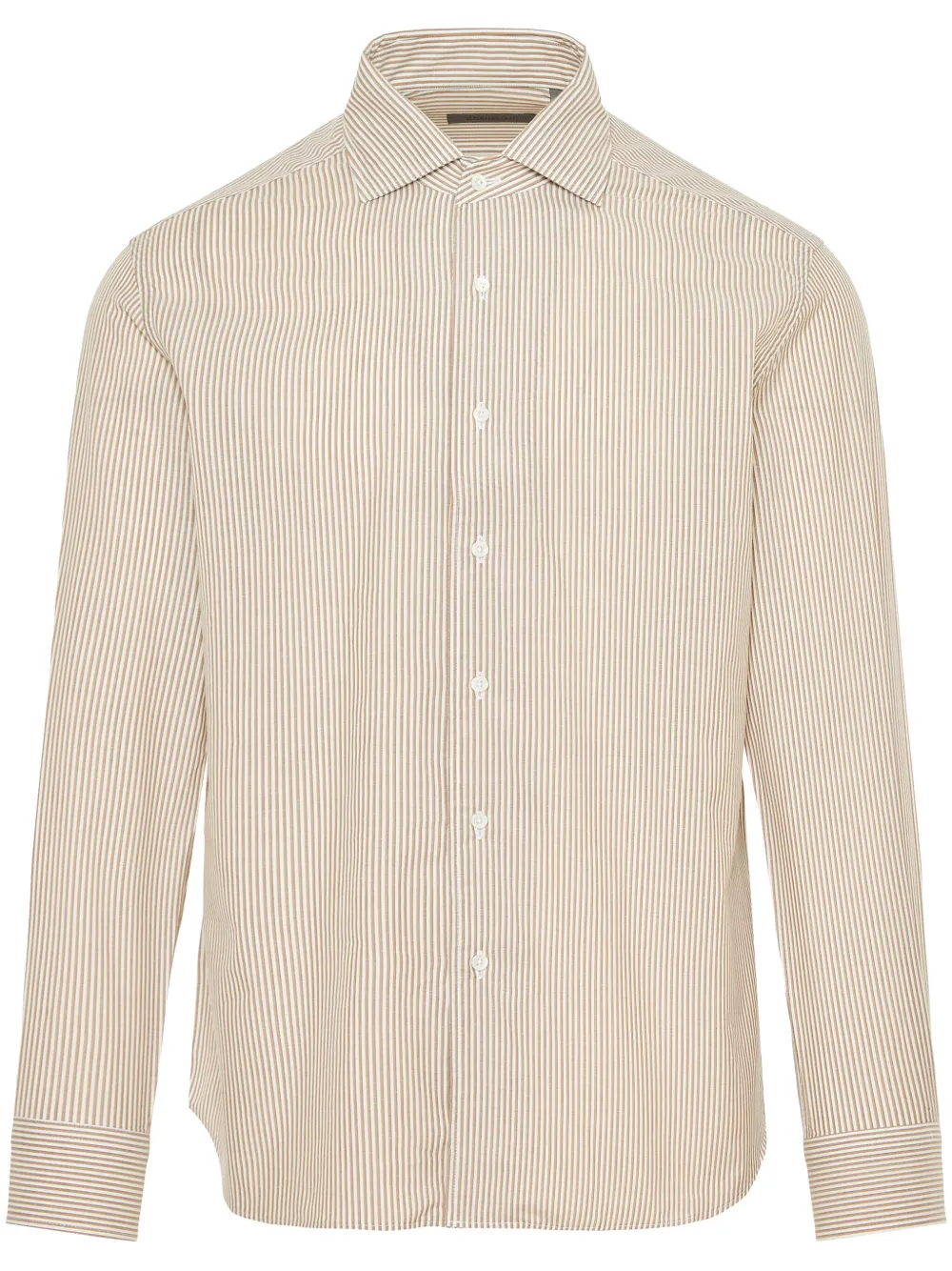 striped button-up shirt