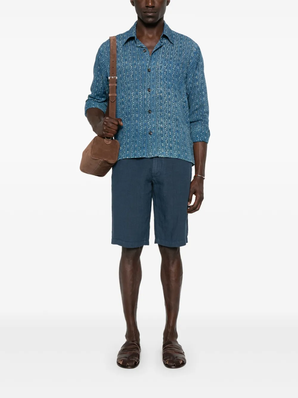Corneliani Linnen shorts - Blauw