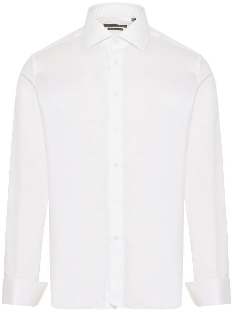 Corneliani curved hem button-up shirt