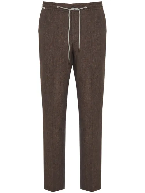 Pantalon en lin à lien de resserrage - Corneliani - Modalova