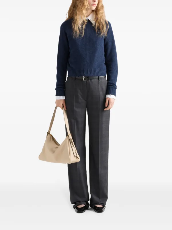 Prada Ribbed Re-Cashmere Sweater | Blue | FARFETCH