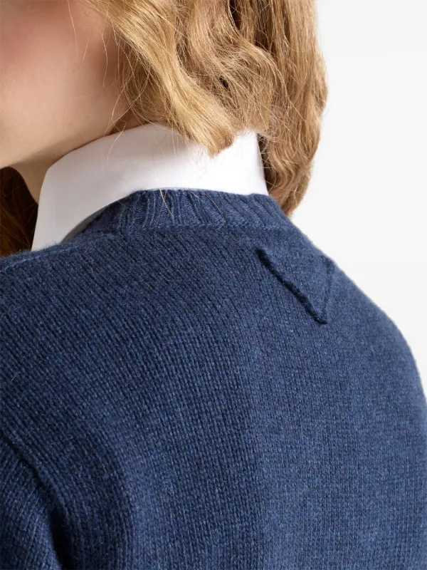 Prada Ribbed Re-Cashmere Sweater | Blue | FARFETCH