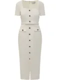 Self-Portrait buttoned midi dress - White