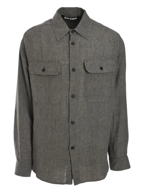 Palm Angels logo-print linen overshirt