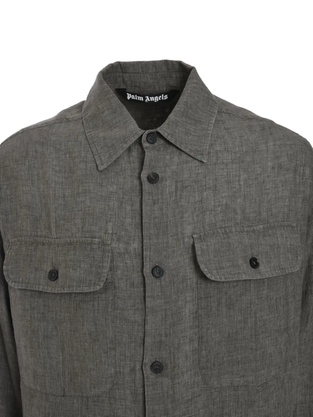 Palm Angels Linnen shirtjack met logoprint Groen