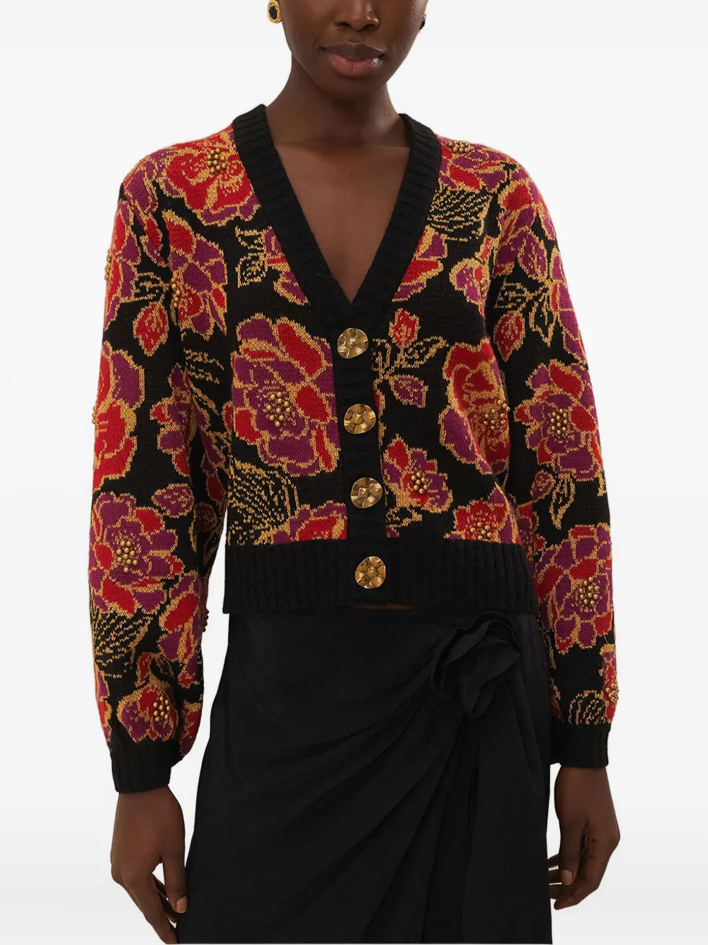 FARM Rio Shiny Chita cardigan | Black | Image 1