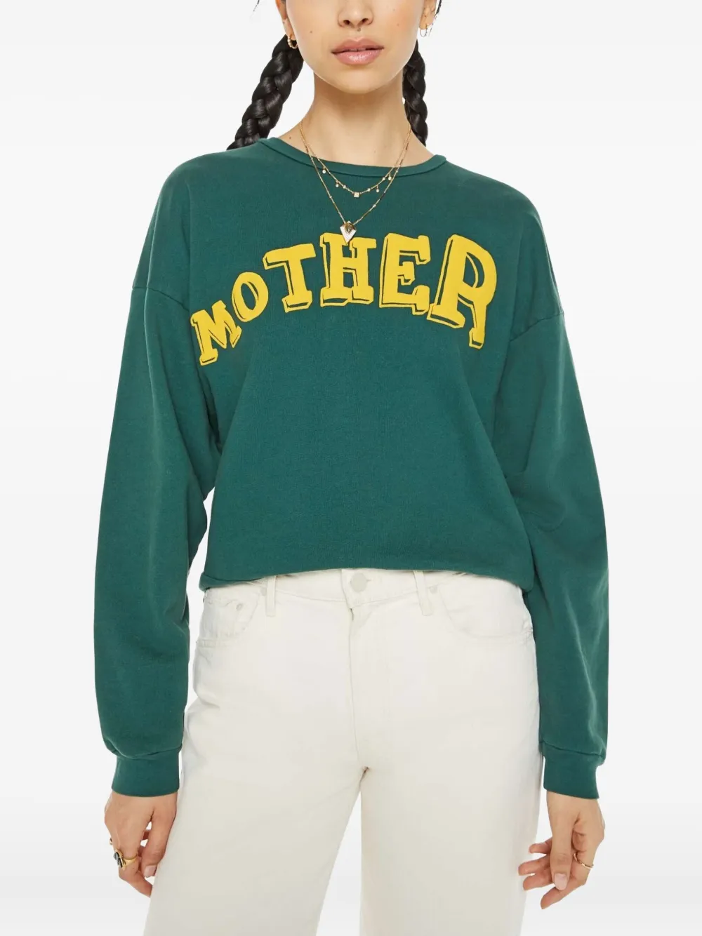 Mother Drop-shoulder Logo Sweatshirt In Green