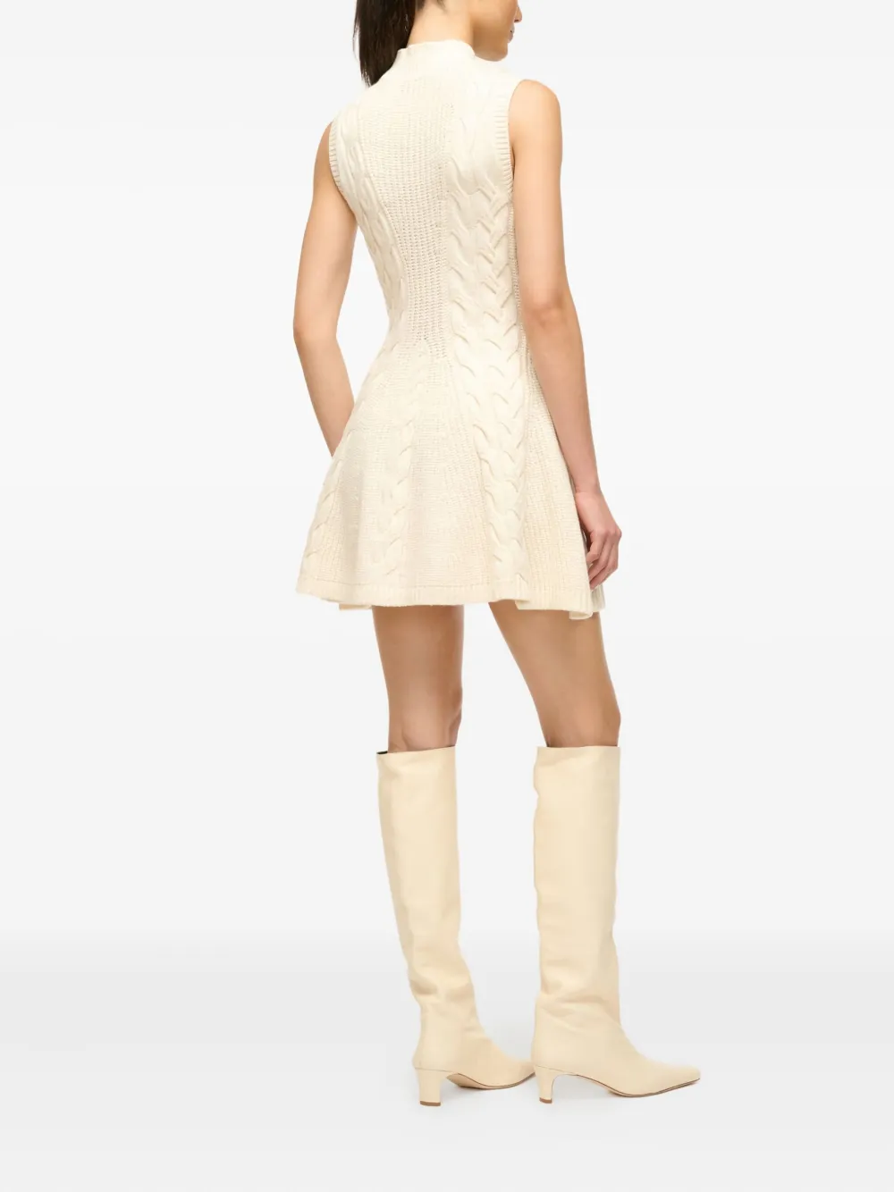 Staud Charade Cable-knit Wool-blend Minidress In Neutral