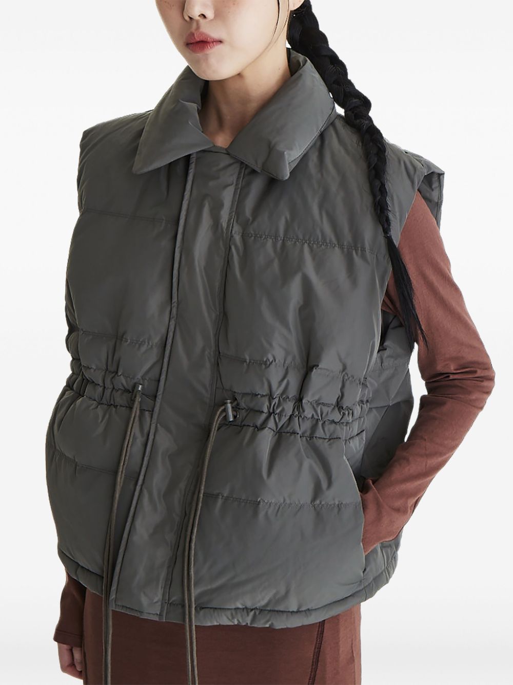 STUDIO TOMBOY Bodywarmer met afneembare capuchon met trekkoord - Grijs