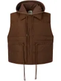 STUDIO TOMBOY detachable drawstring-hood down vest - Brown