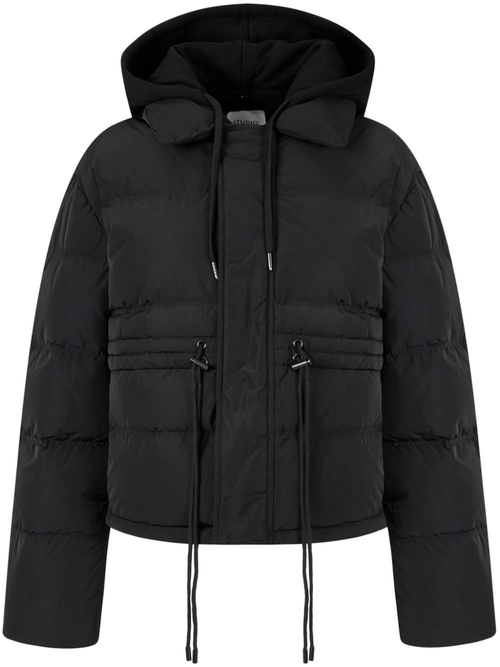 detachable-drawstring hood down jacket