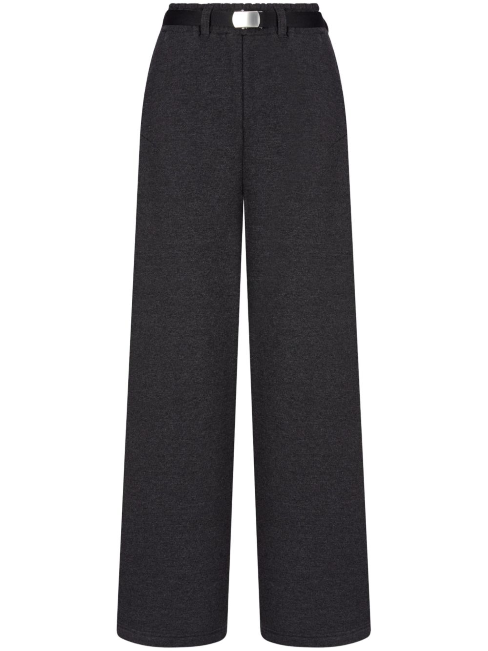 belted french-terry trousers