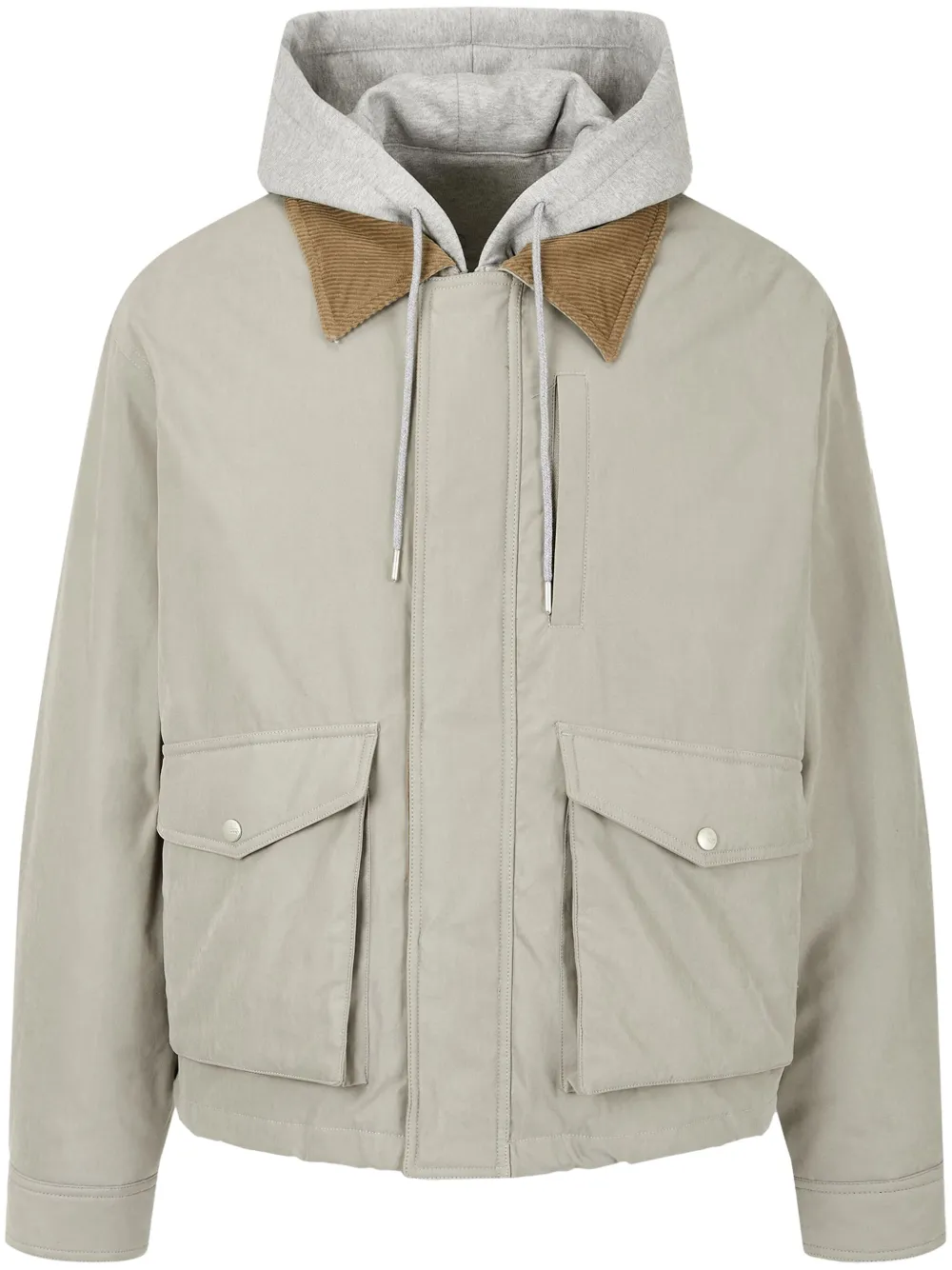 corduroy-collar hooded jacket